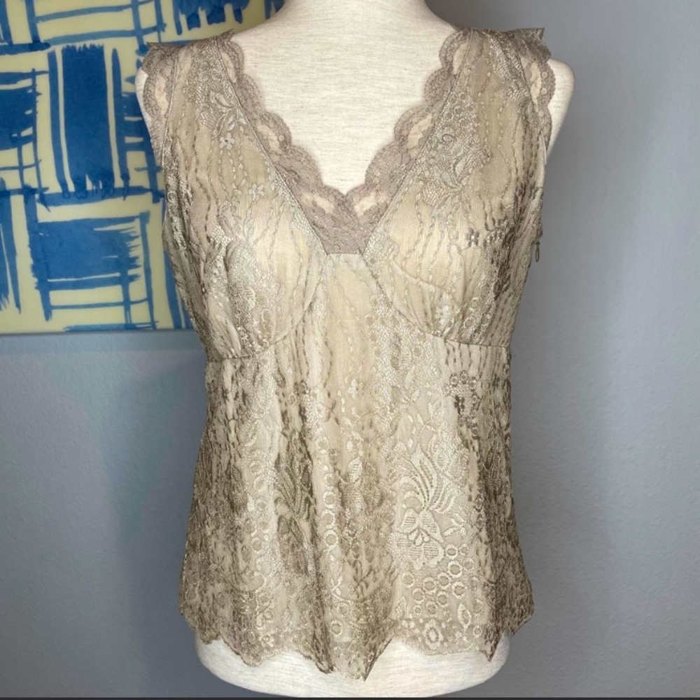 LOFT gold lace top